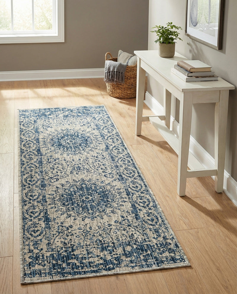 Patio Heritage Collection Area Rug -  Lafayette (Blue) Runner Blue  lifestyle 18