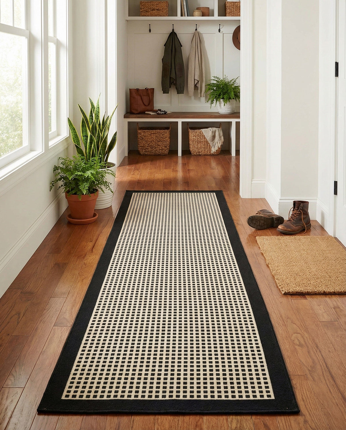 Terrace Fringe Collection Area Rug - Oceanside Runner Black  lifestyle 142