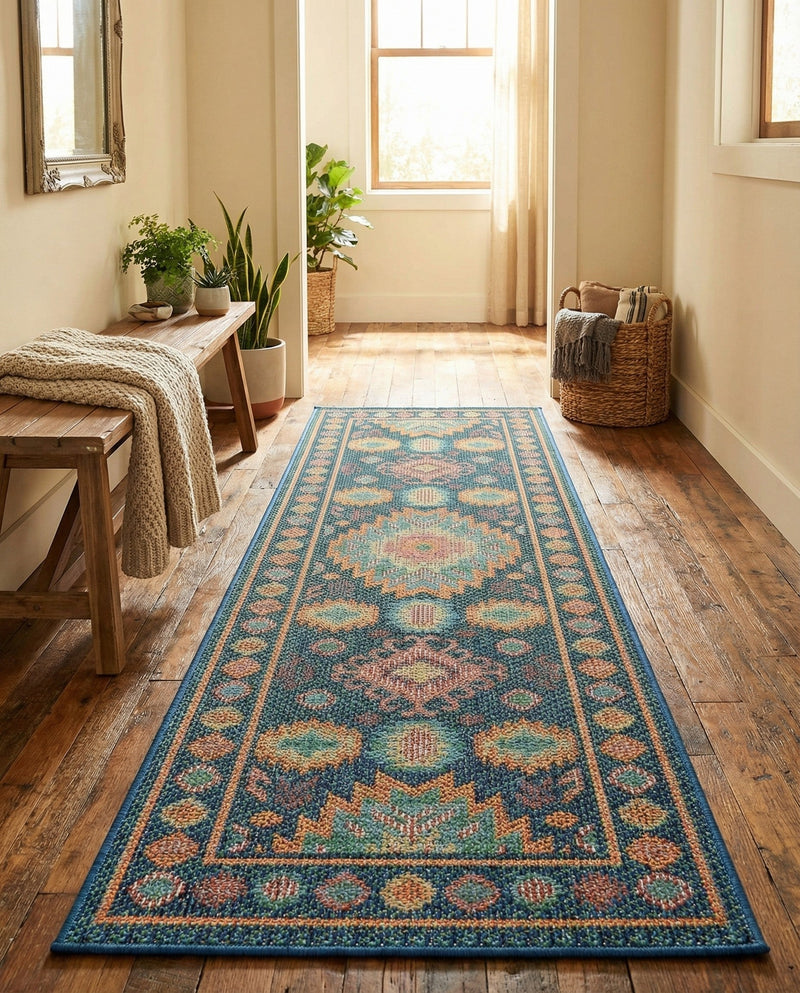 Coastal Terrace Collection Area Rug -  Dunes Runner Navy Blue  lifestyle 40