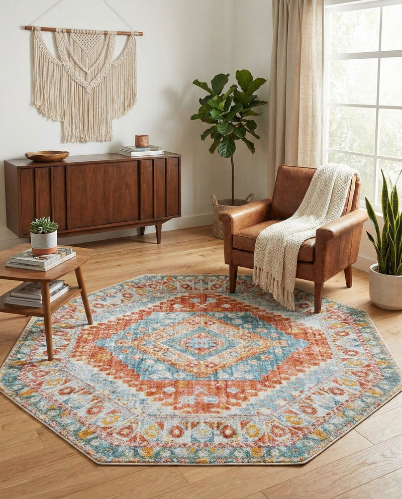 Arcadia Rugs Collection Area Rug -  Xanadu Octagon Salmon  lifestyle 79