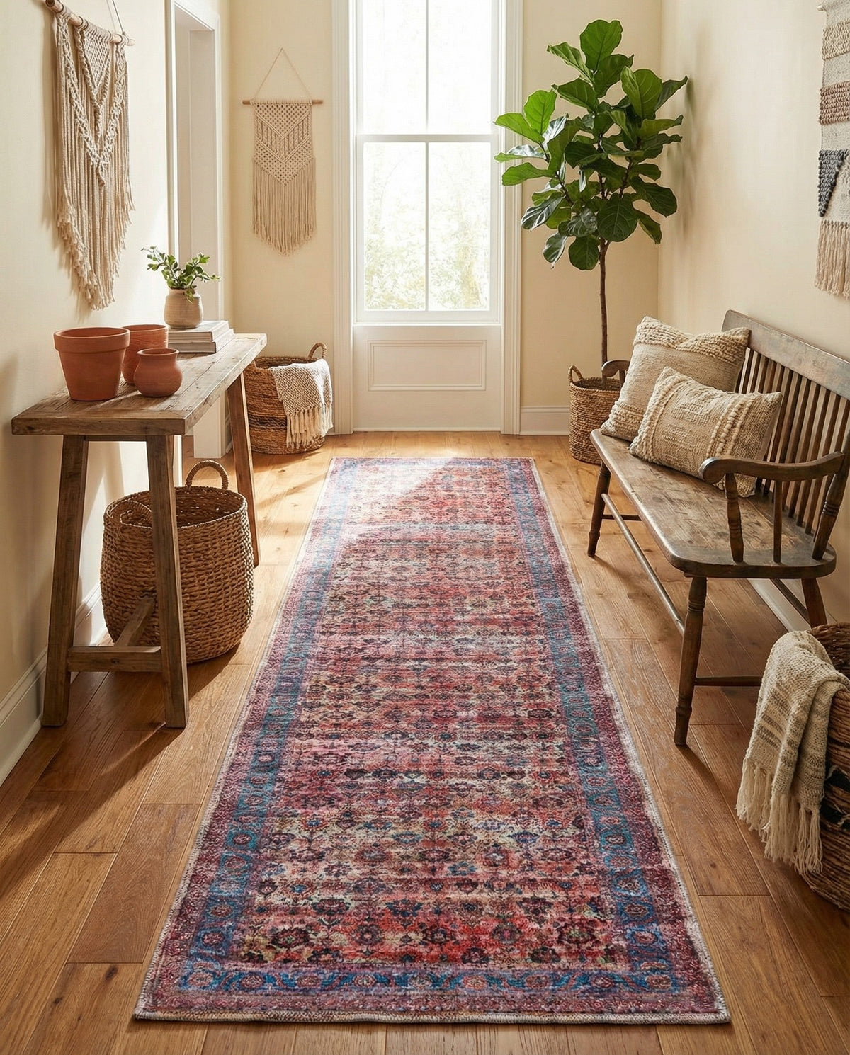 Zahara Oasis Collection Area Rug -  Meknes Runner Antique Pink  lifestyle 90