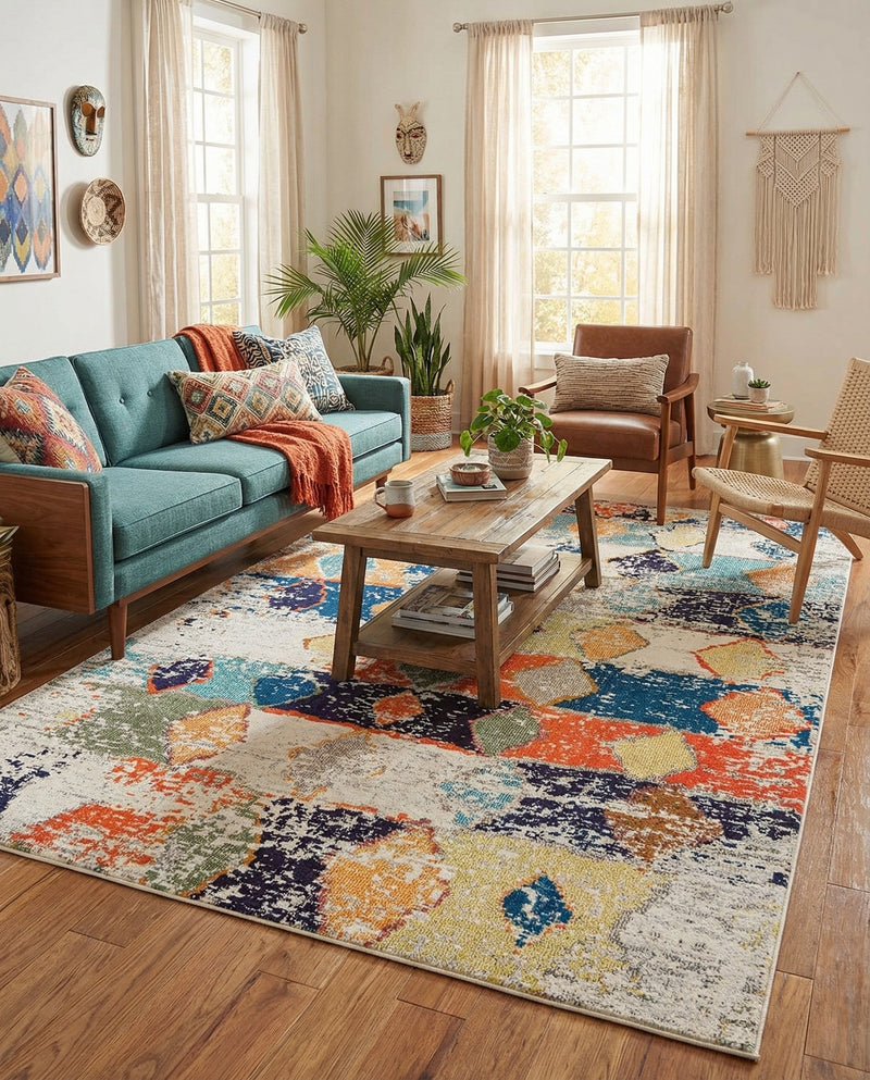 Colorburst Oasis Collection Area Rug -  Marina Rectangle Ivory  lifestyle 3