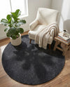 Solid Shag Seaside Collection Area Rug - Azure Cove (Charcoal) Round Charcoal  lifestyle 42