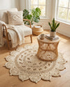 Woven Seaside Jute Collection Area Rug - Coastalhaven (Ivory) Round Ivory  lifestyle 10