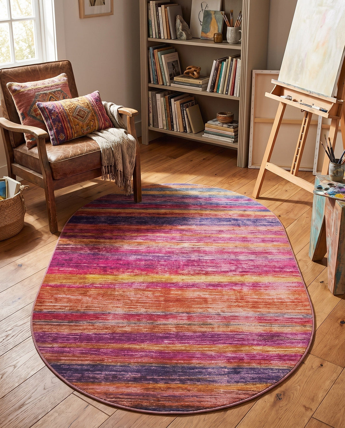 Sahara Essence Collection Area Rug - Oasis (Multi) Oval Multi  lifestyle 94