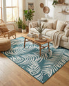 Seaside Blooms Collection Area Rug - Verdure (Teal) Rectangle Teal  lifestyle 23