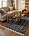 Samarkand Elegance Collection Area Rug -  Margilan (Blue) Rectangle Blue  lifestyle 7
