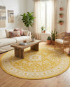 Tribal Terrace Treasures Collection Area Rug -  Incan Isle (Yellow) Round Yellow  lifestyle 75