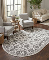 Charleston Elegance Collection Area Rug -  Seaport (white Gray) Oval white Gray  lifestyle 40