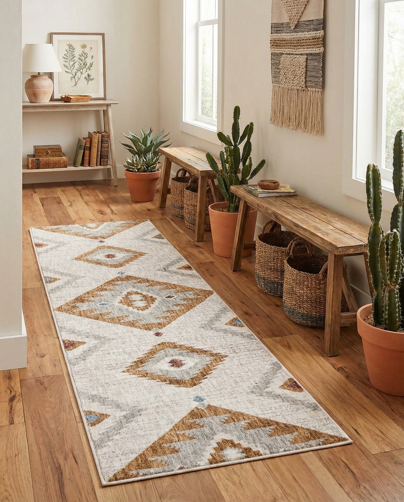 Desert Modern Eco Rug Series Collection Area Rug -  Zion Runner Ivory  lifestyle 53