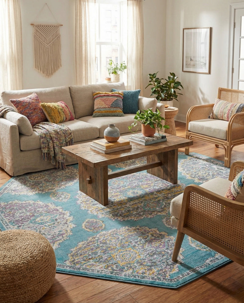 Arcadia Rugs Collection Area Rug -  Atlantis (Blue) Octagon Blue  lifestyle 40