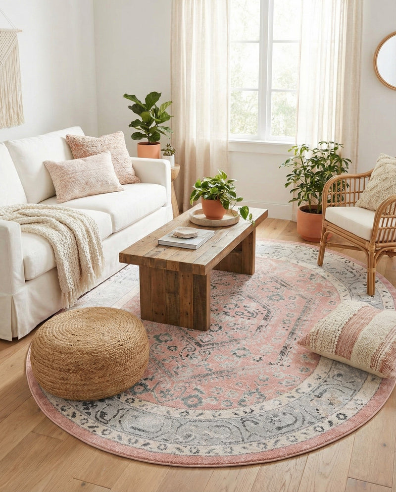 Adriana Terrace Collection Area Rug - Capri (Rose) Oval Rose  lifestyle 35