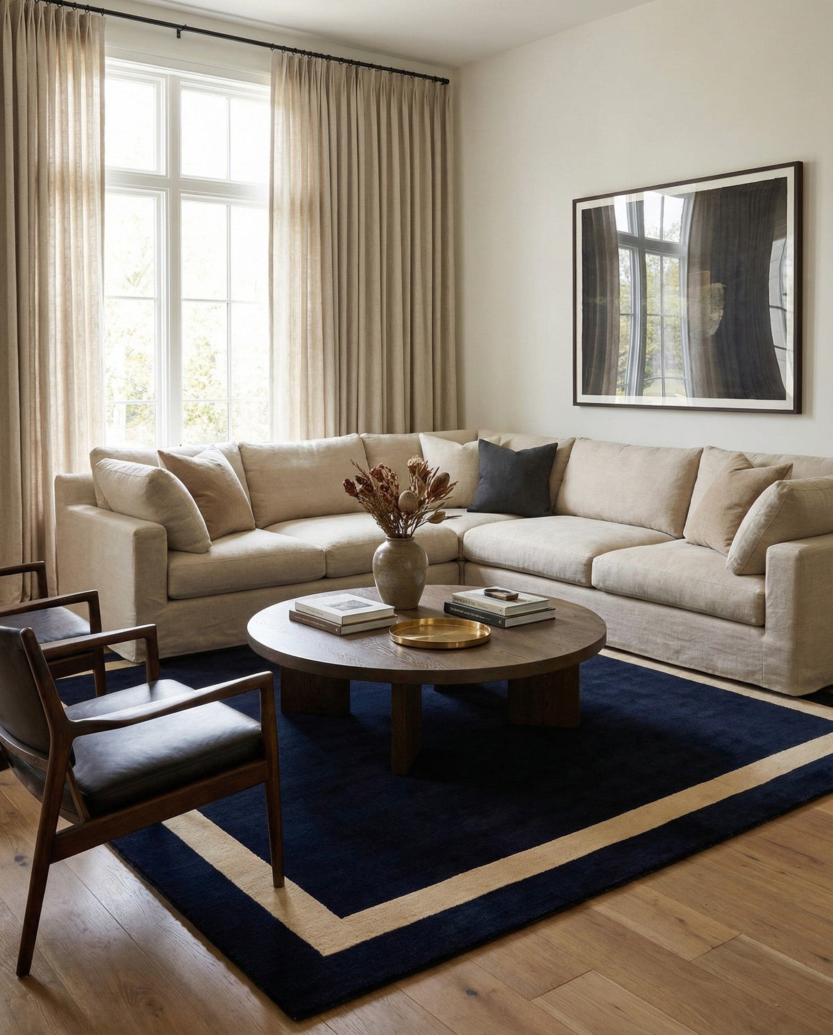 Savannah Borders Wool Collection Area Rug - Chatham Square Cobalt Blue  lifestyle 150
