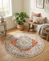 Arcadia Rugs Collection Area Rug -  Xanadu Round Salmon  lifestyle 57