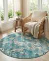 Urban Terrace Collection Area Rug -  Gazebo Round Aqua Blue  lifestyle 72