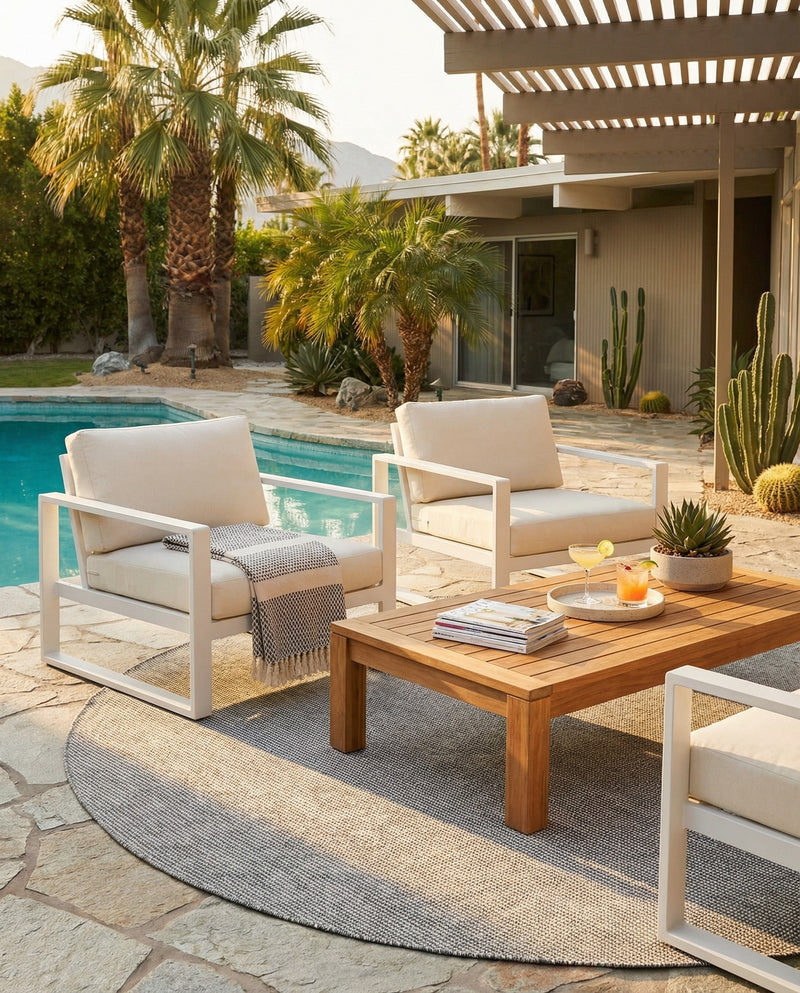 Jill Zarin Sedona Oasis Outdoor Collection Area Rug - Coconino (Silver Stars) Round Silver Stars  lifestyle 39