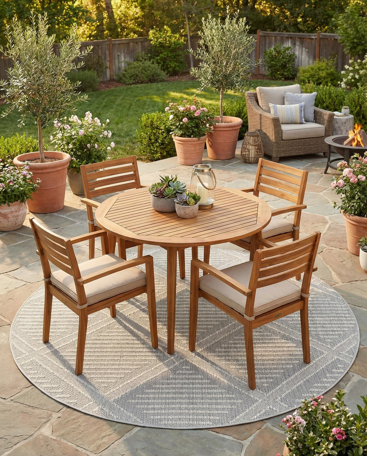 Savannah Pergola Collection Area Rug -  Eden Round Light Gray  lifestyle 157