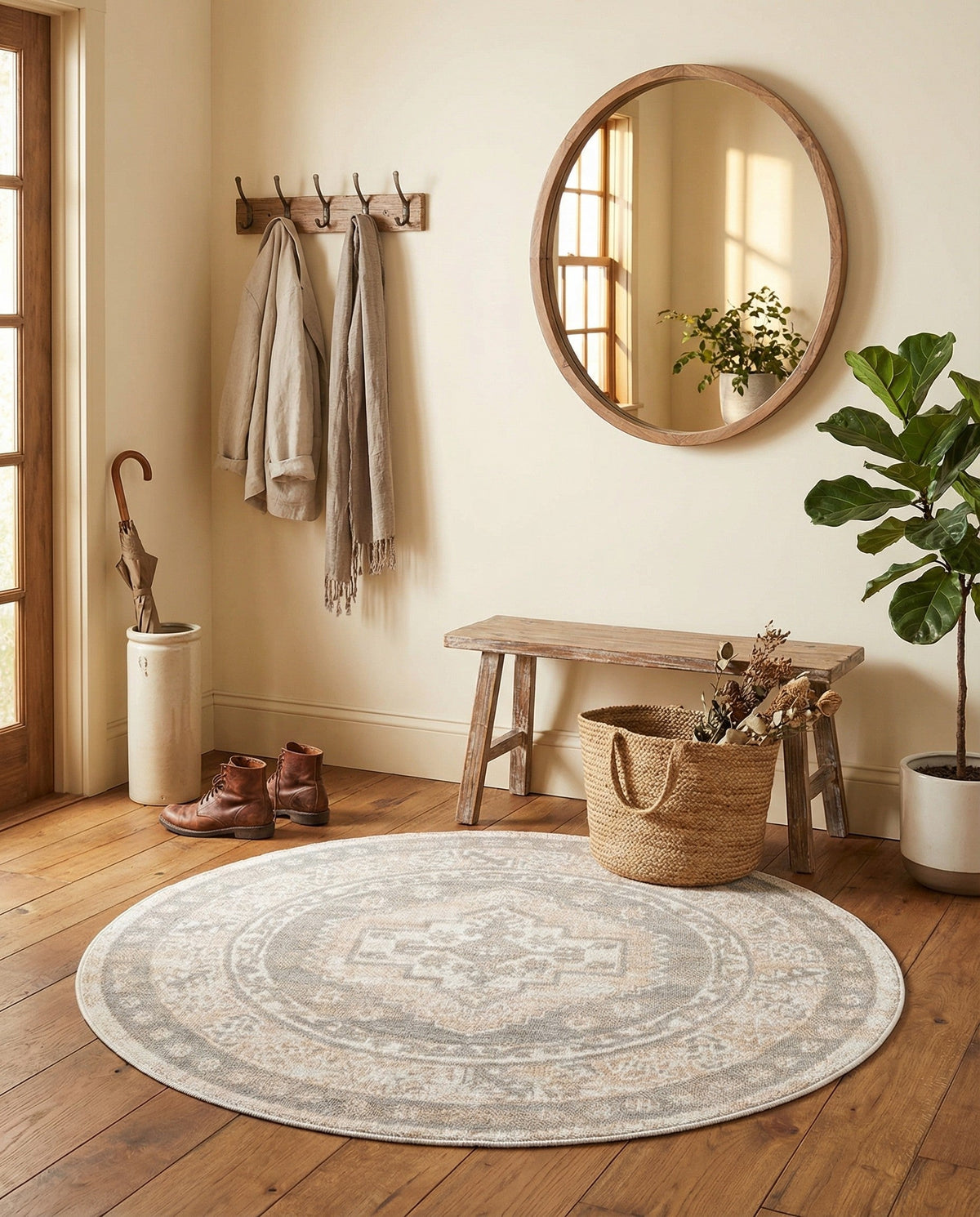 Savannah Series Collection Area Rug -  Augusta (Mink) Round Mink  lifestyle 82