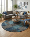 Autumn Meadow Collection Area Rug -  Sycamoreside (Blue Gray) Round Blue Gray  lifestyle 30