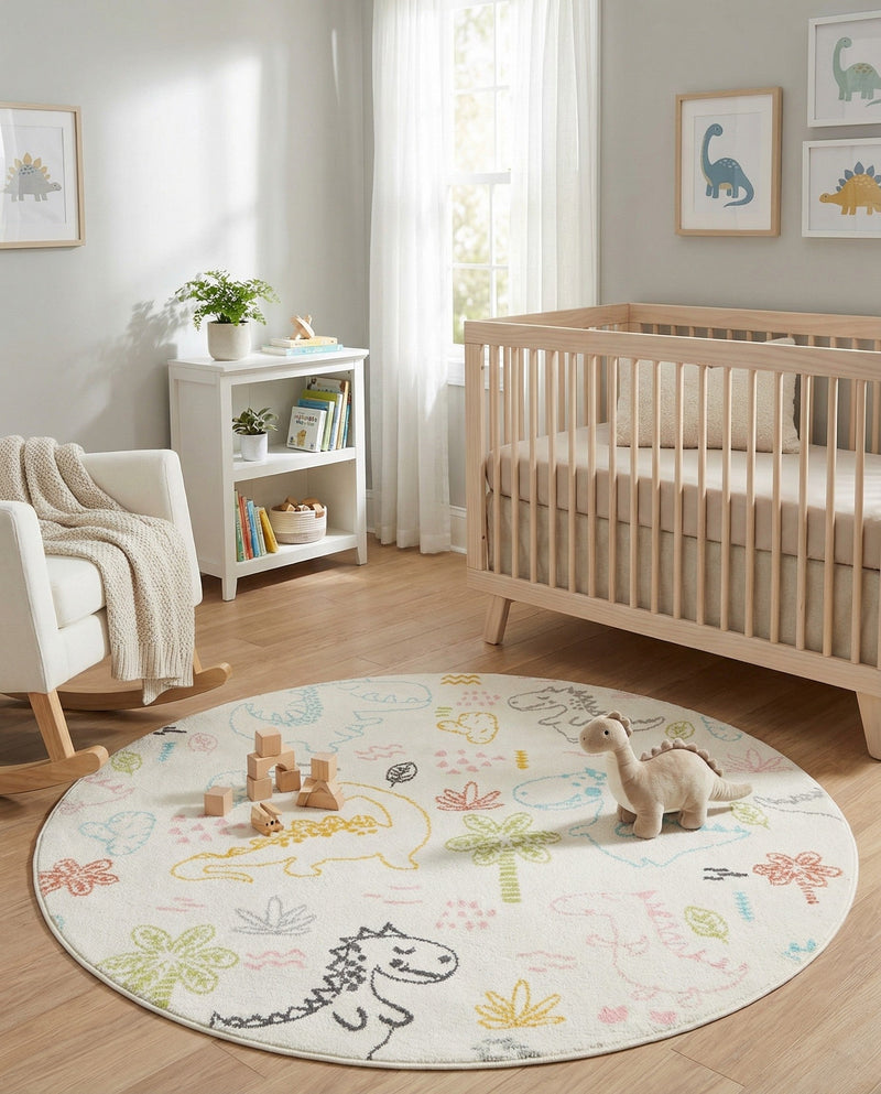 Wonder Tykes Collection Area Rug -  Abstracta Round Ivory  lifestyle 25
