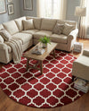 Lattice Gardens Collection Area Rug -  Bloomfield (Dark Terracotta) Round Dark Terracotta  lifestyle 55