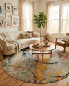 Chromatic Oasis Collection Area Rug -  Fresco Round Multi  lifestyle 53
