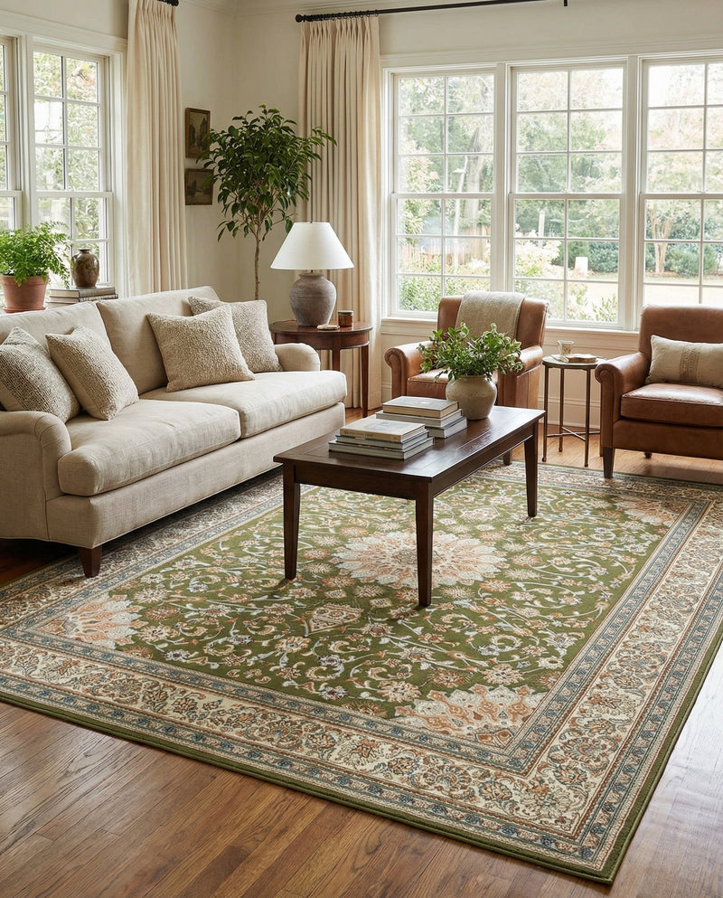 Patio Heritage Collection Area Rug -  Bower Rectangle Green  lifestyle 58
