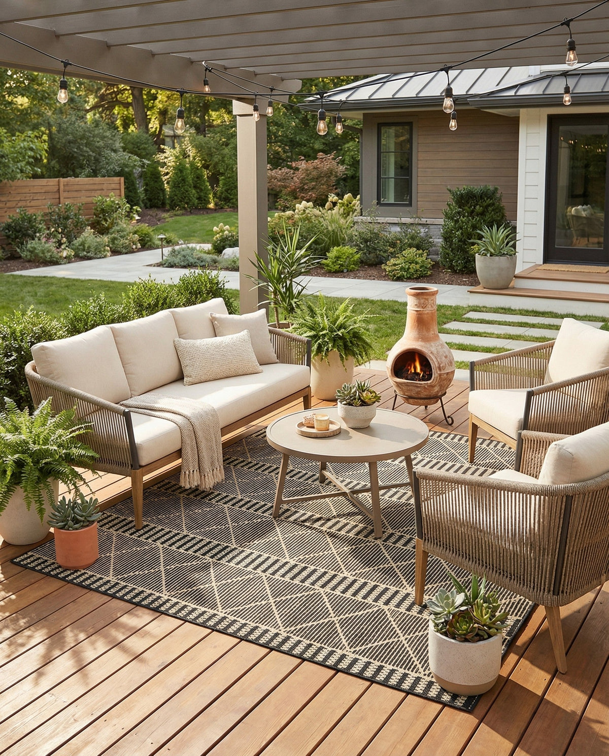 Savannah Pergola Collection Area Rug -  Glade Square Black  lifestyle 141