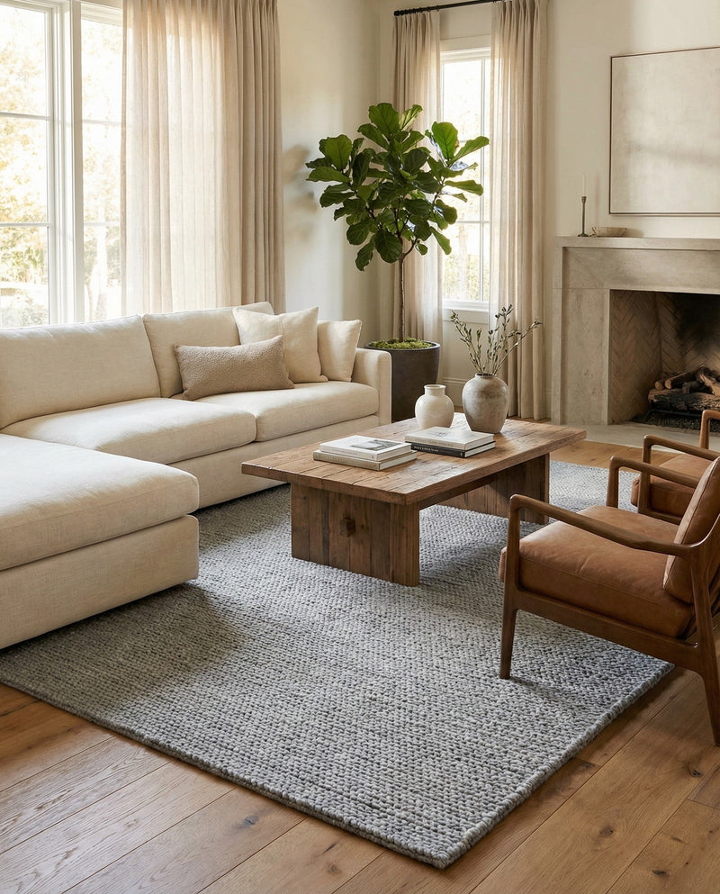 Lana Tasmanian Wool Collection Area Rug - Waitomo Rectangle Space Gray  lifestyle 37