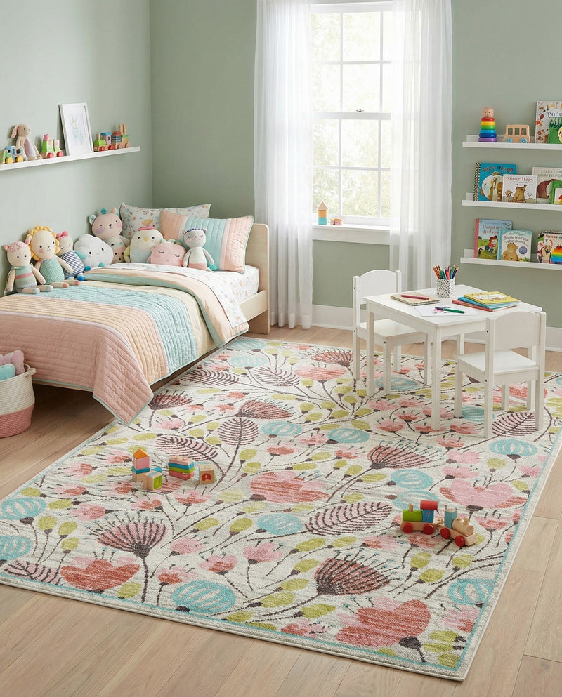 Wonder Tykes Collection Area Rug -  Fantasy Rectangle Ivory  lifestyle 36