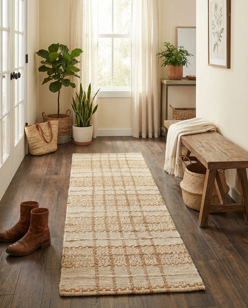 Sequoia Handwoven Jute Collection Area Rug - Charleston Runner Ivory  lifestyle 30