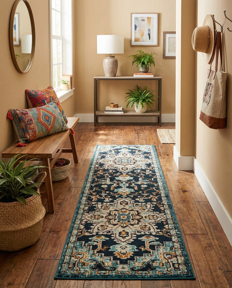 Outdoor Marrakesh Collection Area Rug -  Essaouira Runner Navy Blue  lifestyle 55