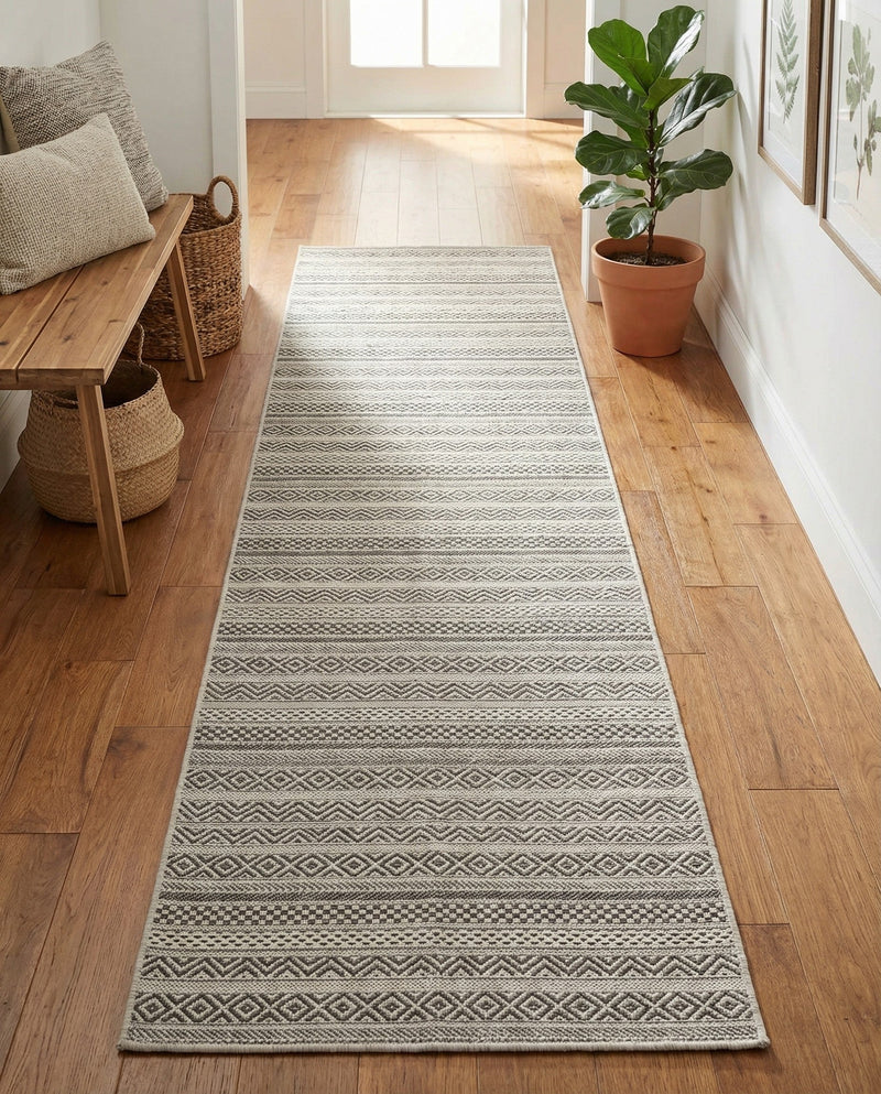 Seaside Stripes Collection Area Rug -  Boardwalk (Beige) Runner Beige  lifestyle 42