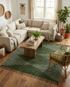 Thar Cotton Collection Area Rug - Jaisalmer (Green) Square Green  lifestyle 66