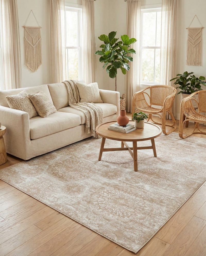 Riviera Elegance Collection Area Rug -  Monaco (Beige) Rectangle Beige  lifestyle 7