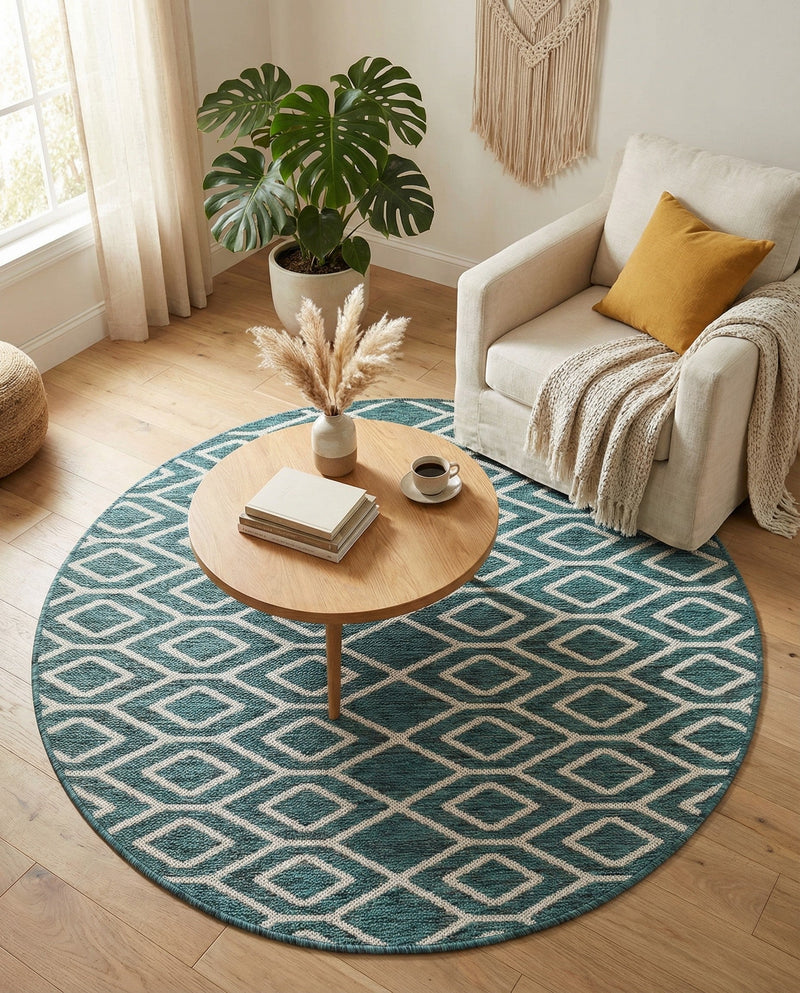 Urban Oasis Rugs Collection Area Rug -  Boulevard (Teal) Round Teal  lifestyle 19