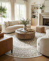 Patio Heritage Collection Area Rug -  Lafayette (Gray) Round Gray  lifestyle 43