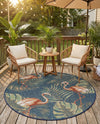 Coastal Terrace Collection Area Rug - Seabreeze Round Navy Blue  lifestyle 47