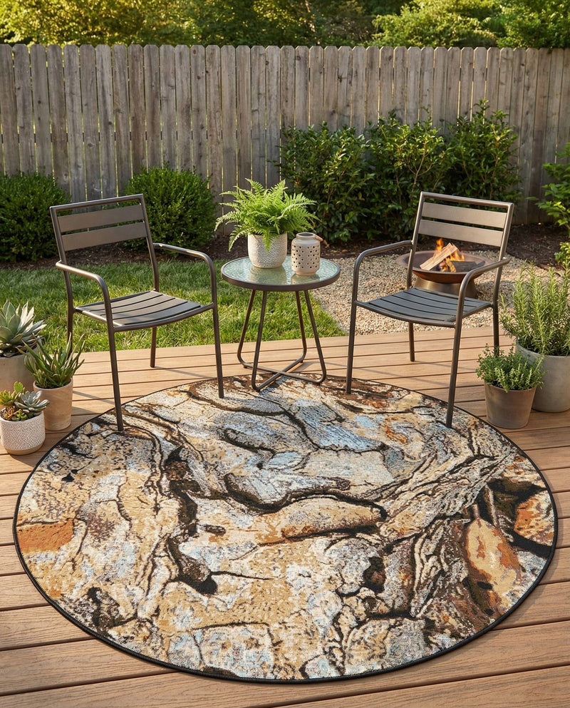 Urban Terrace Collection Area Rug -  Horizon Round Multi  lifestyle 64