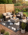 Urban Terrace Collection Area Rug -  Williamsburg Square Black and White  lifestyle 79