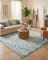 Tribal Terrace Treasures Collection Area Rug - Mayan Marina (Teal) Square Teal  lifestyle 63