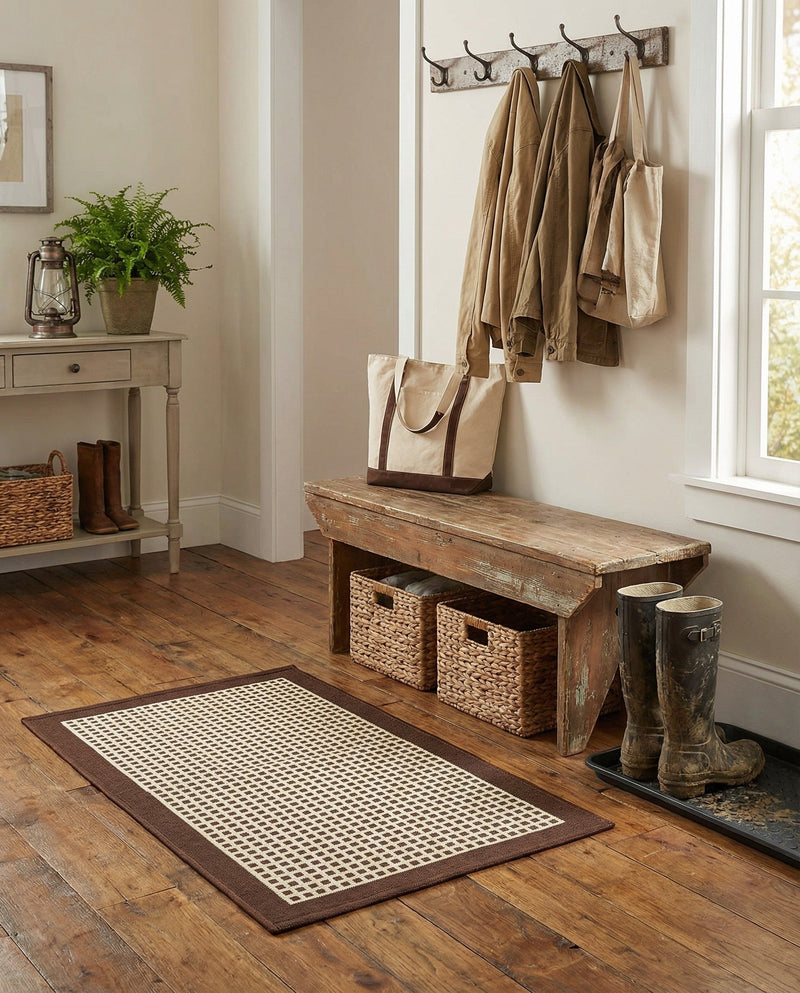 Terrace Fringe Collection Area Rug - Oceanside Rectangle Brown  lifestyle 49