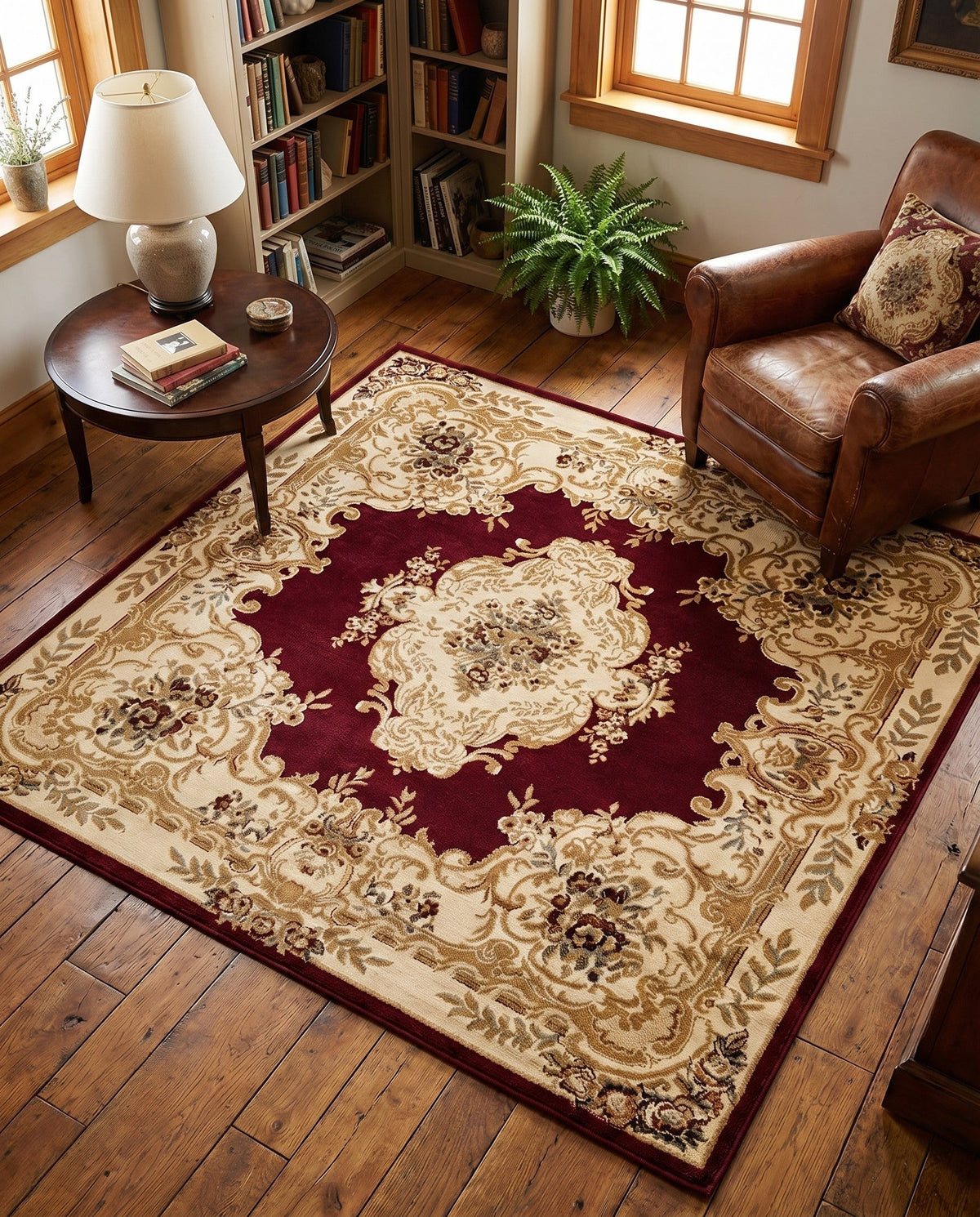 Versailles Elegance Collection Area Rug -  Vincennes Square Red  lifestyle 139