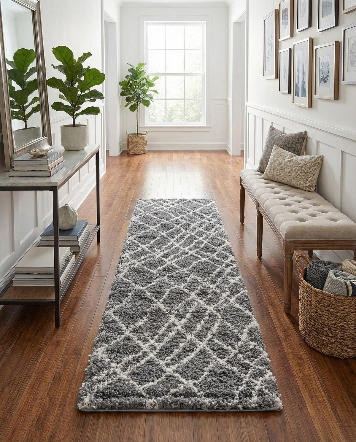 Cozy Haven Shag Collection Area Rug - Serenity (Pebble Gray) Runner Pebble Gray  lifestyle 44