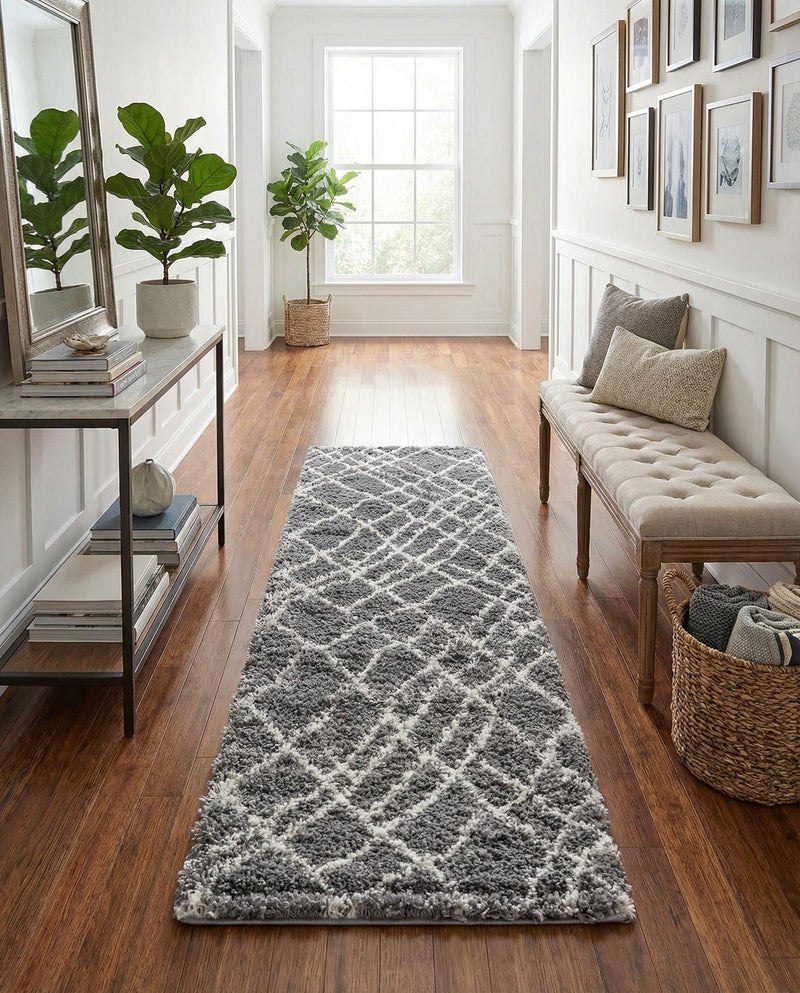 Cozy Haven Shag Collection Area Rug - Serenity (Pebble Gray) Runner Pebble Gray  lifestyle 44