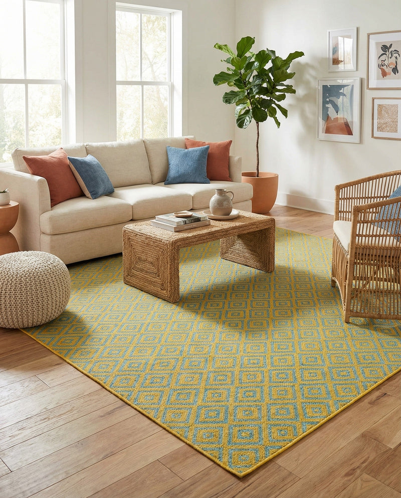Urban Oasis Rugs Collection Area Rug -  Rooftop (Yellow and Aqua) Square Yellow and Aqua  lifestyle 21