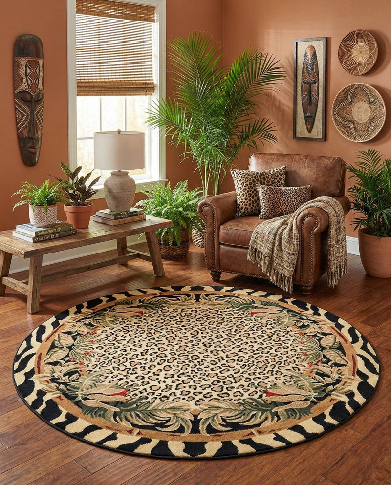 Savannah Sojourn Collection Area Rug -  Moremi Round Cream  lifestyle 68