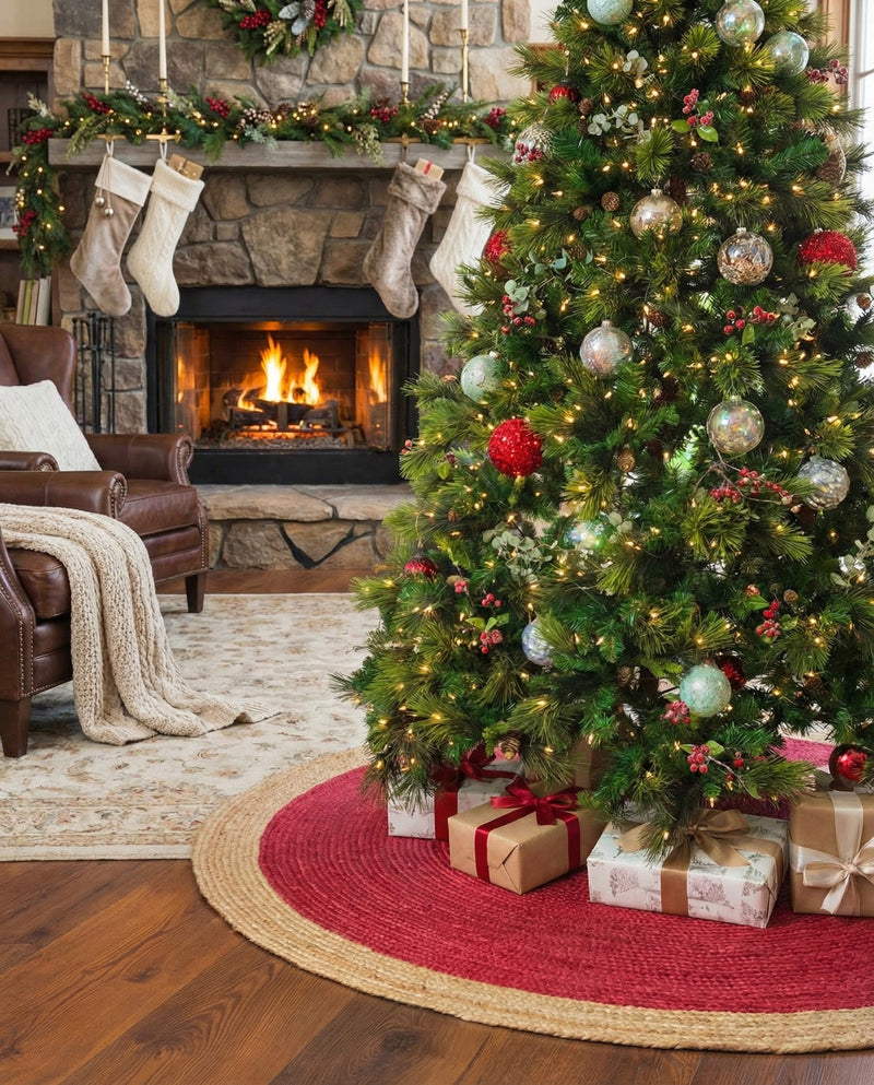 Holiday Hearth Rugs Collection Area Rug - Yuletide Round Red  lifestyle 29