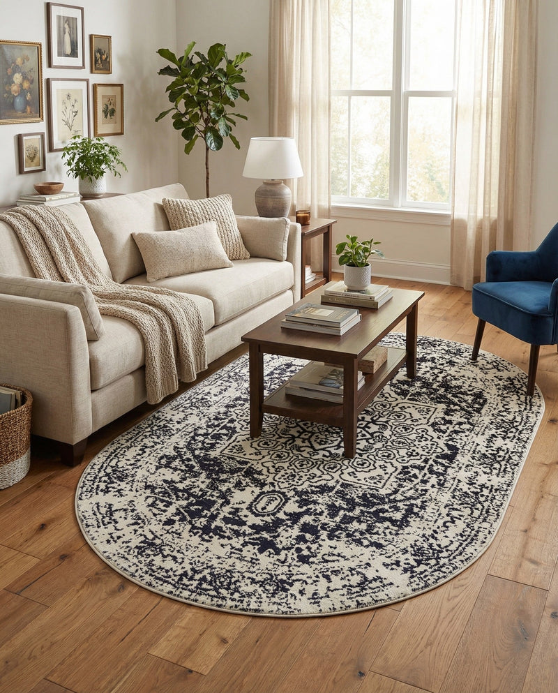 Georgetown Rugs Collection Area Rug - Dupont (Blue) Oval Blue  lifestyle 62