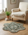 Woven Seaside Jute Collection Area Rug - Nantucket Round Green and White  lifestyle 16